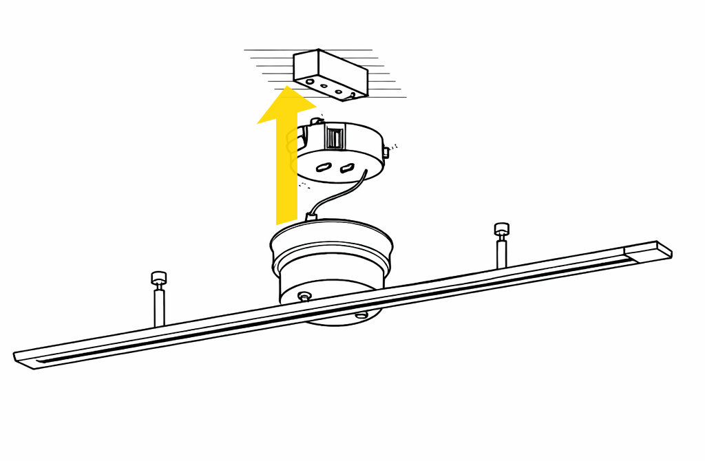 引掛シーリングにダクトレールを取り付ける手順図