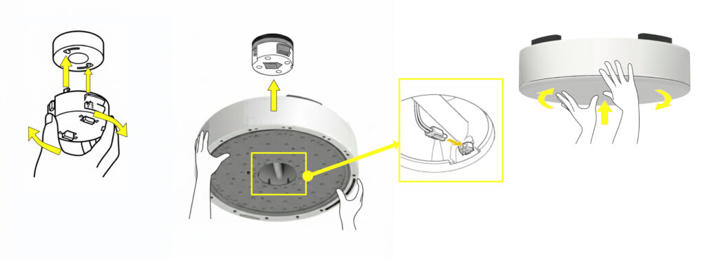 引掛シーリングに取り付けられるシーリングライト一体型プロジェクター